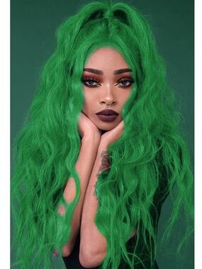 Vibrant Green Long Wavy Wig
